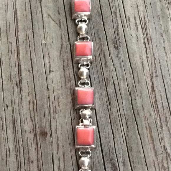 Vintage Orange Coral Sterling Silver Bracelet - Picture 2 of 12